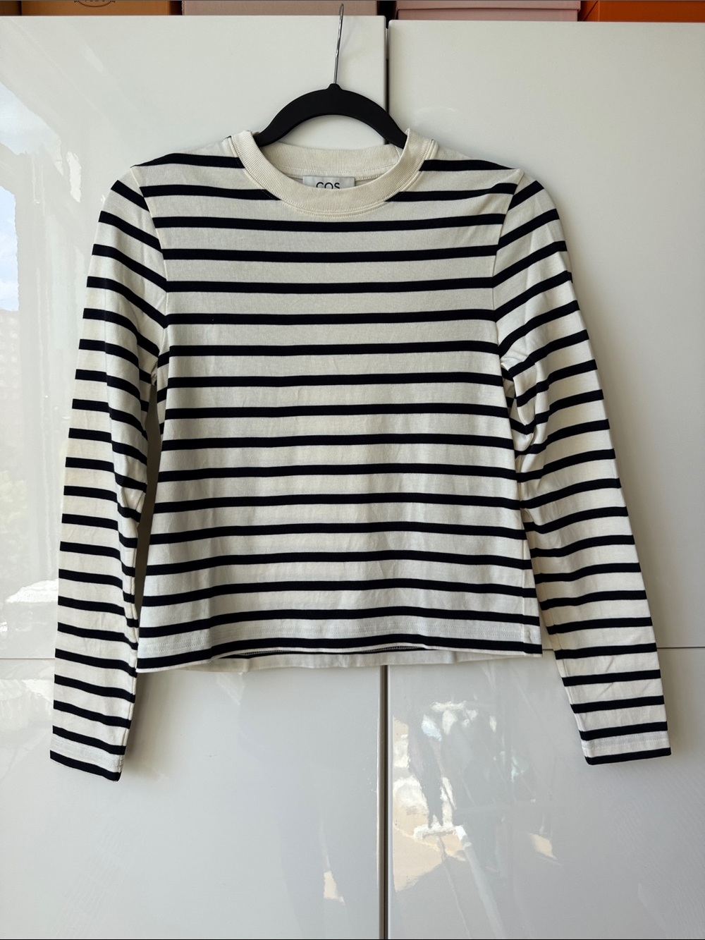 COS Black and White Striped Long-Sleeve Tee